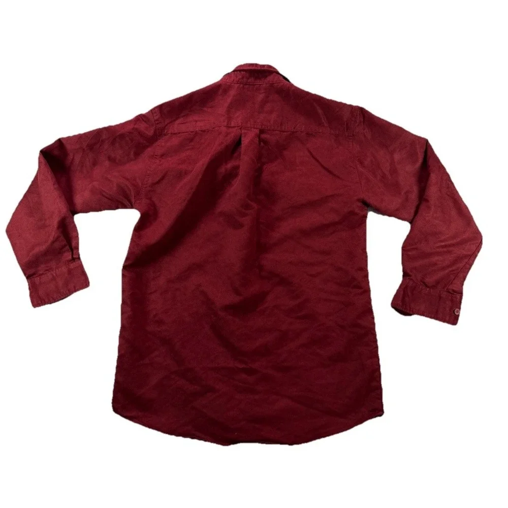 Vintage Knightsbridge Cloth Shirt 1611 Red Heavyweight Polyester Mens Small - Picture 2 of 6